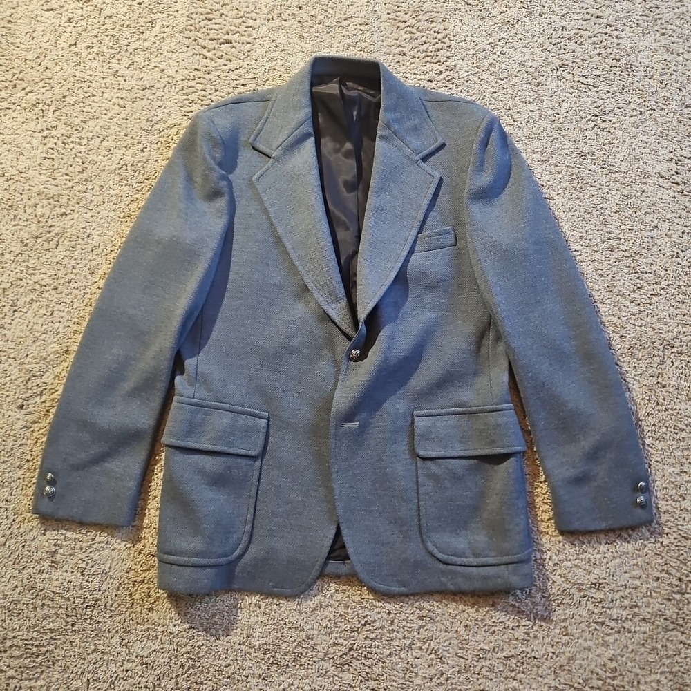 John Blair Blazer Sport Coat Mens 44L Gray VTG